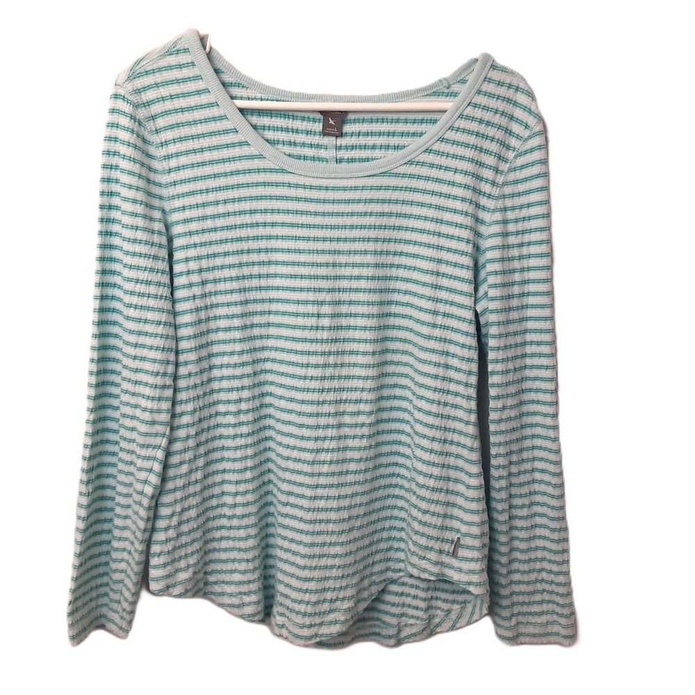 Eddie Bauer Top Size L Striped Long Sleeve Pullover Round Neck Logo Outdoor